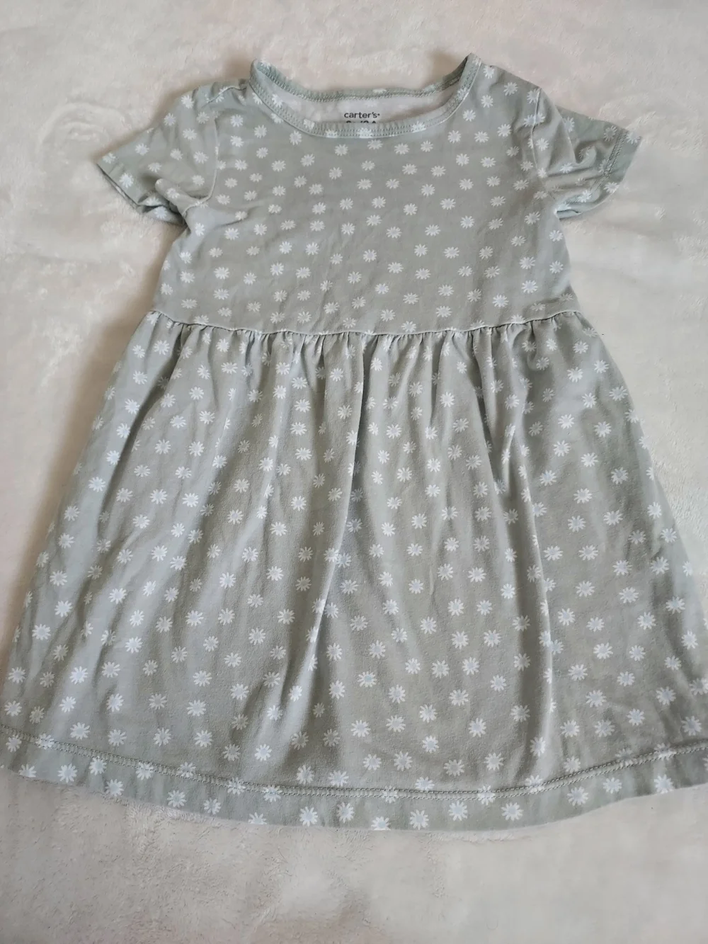 Carter's Light Sage Ditsy Daisy Cotton Dress 3T Cottagecore Spring Summer